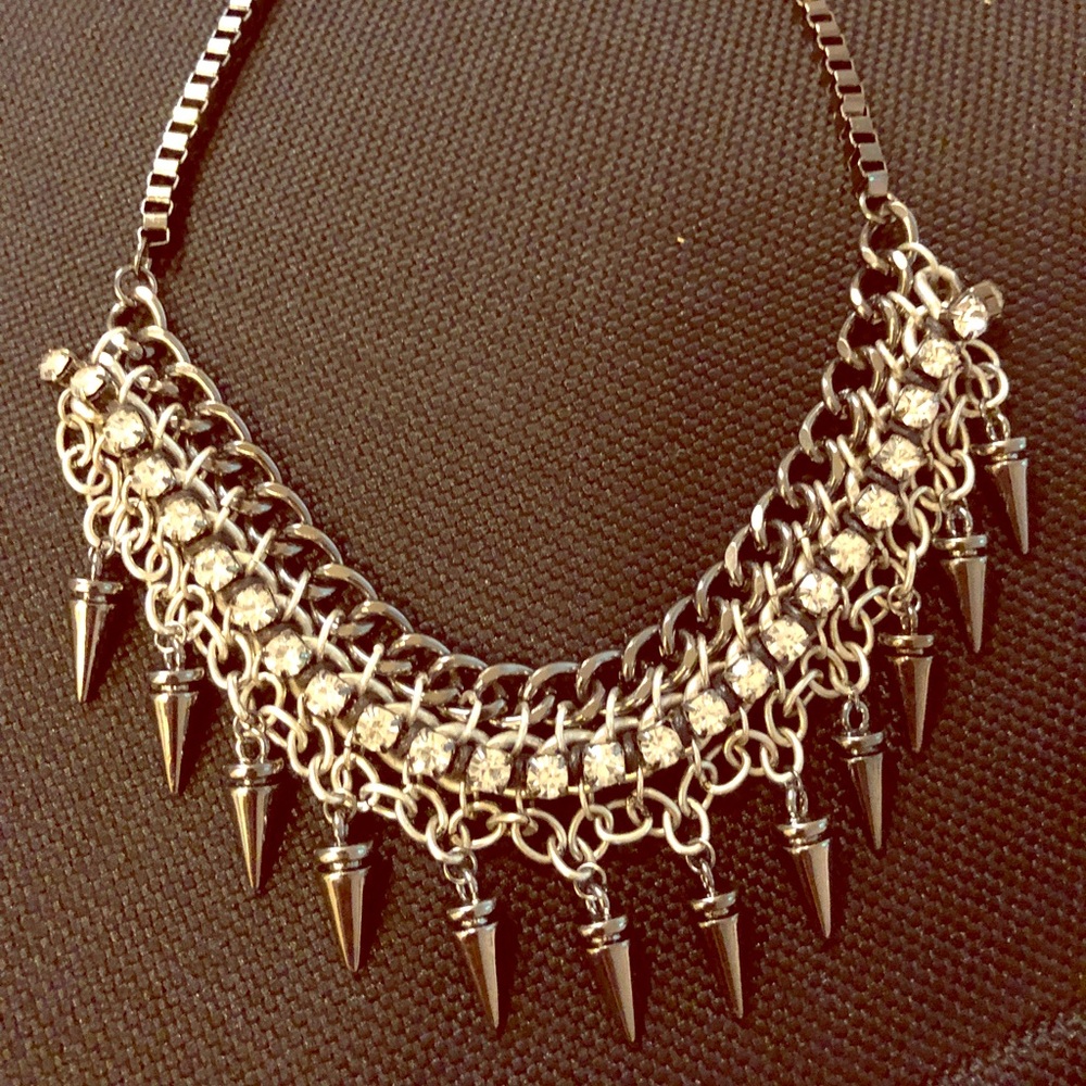 Silver statement choker necklace.